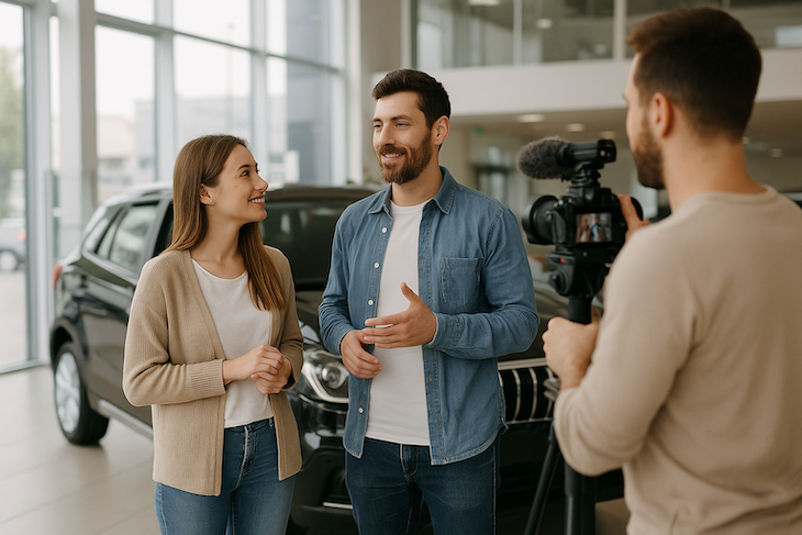 couple qui témoigne de son expérience en concession automobile